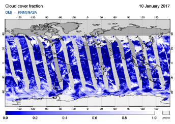 OMI - Cloud cover fraction of 10 January 2017