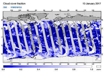 OMI - Cloud cover fraction of 13 January 2017