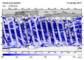 OMI - Cloud cover fraction of 15 January 2017
