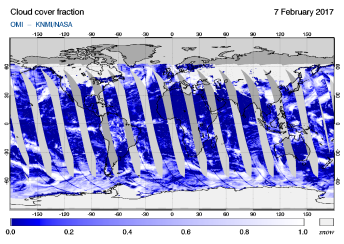 OMI - Cloud cover fraction of 07 February 2017