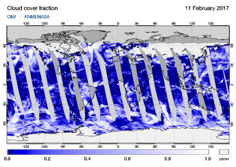 OMI - Cloud cover fraction of 11 February 2017