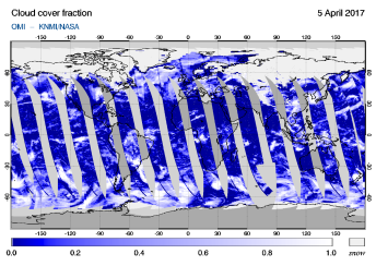 OMI - Cloud cover fraction of 05 April 2017