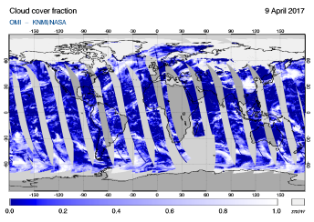 OMI - Cloud cover fraction of 09 April 2017