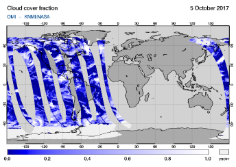 OMI - Cloud cover fraction of 05 October 2017