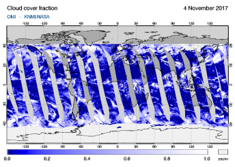 OMI - Cloud cover fraction of 04 November 2017