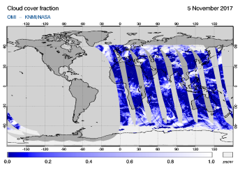 OMI - Cloud cover fraction of 05 November 2017