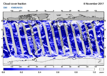 OMI - Cloud cover fraction of 08 November 2017
