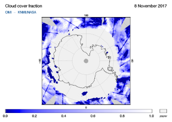 OMI - Cloud cover fraction of 08 November 2017