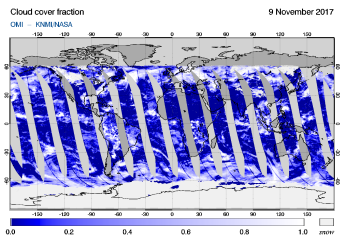 OMI - Cloud cover fraction of 09 November 2017