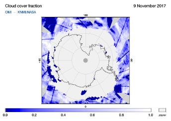 OMI - Cloud cover fraction of 09 November 2017
