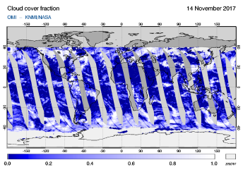 OMI - Cloud cover fraction of 14 November 2017