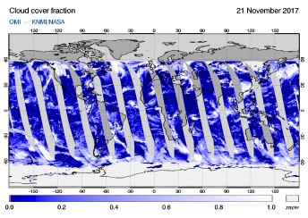 OMI - Cloud cover fraction of 21 November 2017