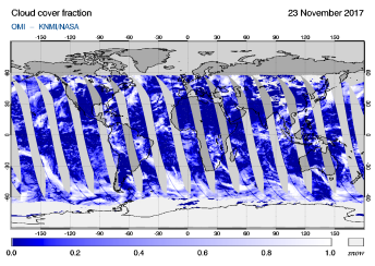 OMI - Cloud cover fraction of 23 November 2017