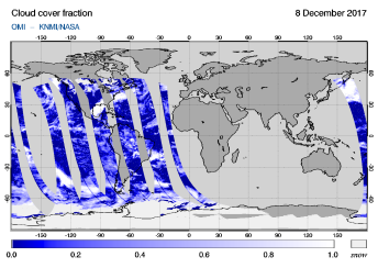 OMI - Cloud cover fraction of 08 December 2017