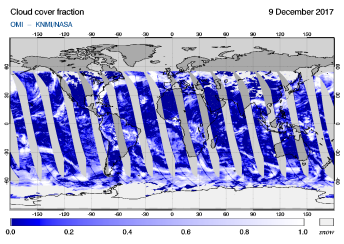 OMI - Cloud cover fraction of 09 December 2017