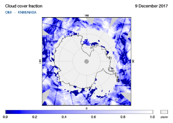OMI - Cloud cover fraction of 09 December 2017