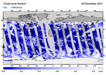 OMI - Cloud cover fraction of 20 December 2017