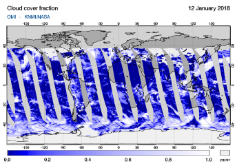 OMI - Cloud cover fraction of 12 January 2018