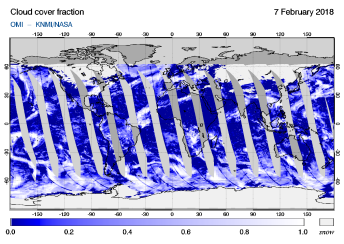 OMI - Cloud cover fraction of 07 February 2018