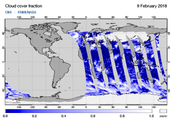 OMI - Cloud cover fraction of 09 February 2018