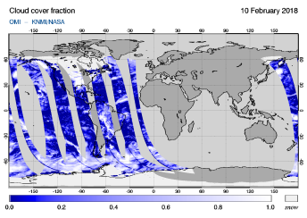 OMI - Cloud cover fraction of 10 February 2018