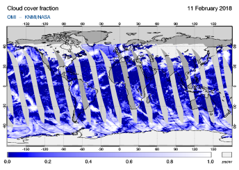 OMI - Cloud cover fraction of 11 February 2018