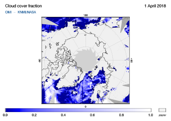OMI - Cloud cover fraction of 01 April 2018