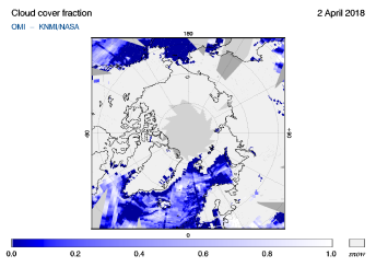 OMI - Cloud cover fraction of 02 April 2018