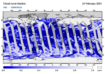 OMI - Cloud cover fraction of 24 February 2021