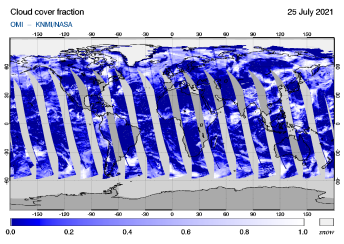 OMI - Cloud cover fraction of 25 July 2021
