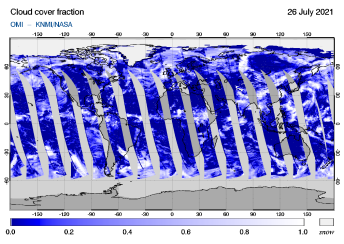 OMI - Cloud cover fraction of 26 July 2021