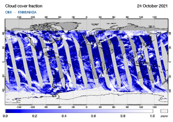 OMI - Cloud cover fraction of 24 October 2021