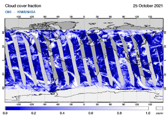 OMI - Cloud cover fraction of 25 October 2021