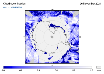 OMI - Cloud cover fraction of 26 November 2021