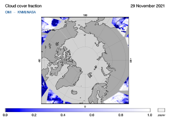 OMI - Cloud cover fraction of 29 November 2021