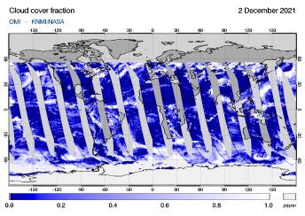 OMI - Cloud cover fraction of 02 December 2021