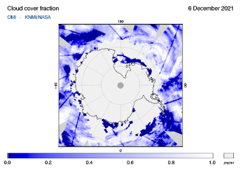 OMI - Cloud cover fraction of 06 December 2021