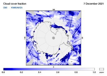OMI - Cloud cover fraction of 07 December 2021