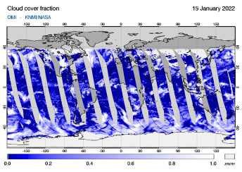 OMI - Cloud cover fraction of 15 January 2022