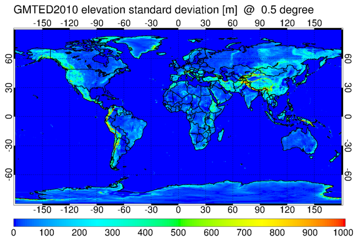 [GMTED2010 elevation at 0.5 degree standard deviation]